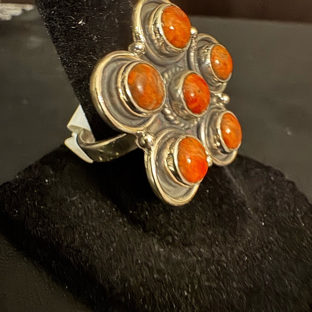 Sterling Silver and‎ desert Jasper Orange Stone Ring